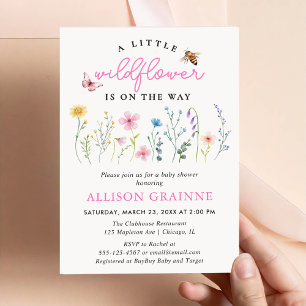 Spring Wildflower Boho Floral Girl Baby Shower Invitation