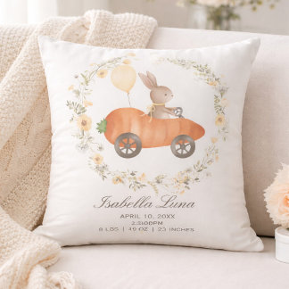 Spring Wildflower Bunny Rabbit Newborn Easter Gift Cushion