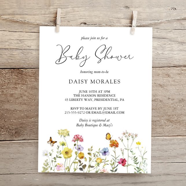 Spring Wildflower Colourful Botanical Baby Shower Invitation (Creator Uploaded)