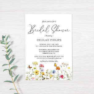 Spring Wildflower Colourful Botanical Bridal Showe Invitation