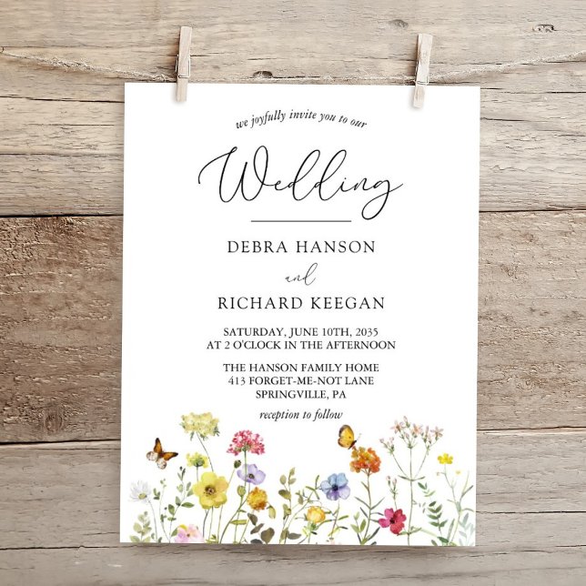 Spring Wildflower Colourful Botanical Wedding Invitation (Creator Uploaded)