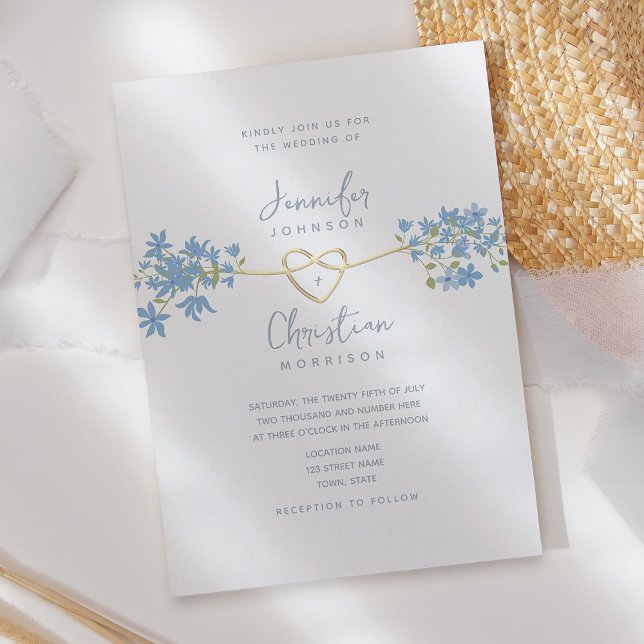 Spring Wildflower Dusty Blue Wedding Invitation (Creator Uploaded)