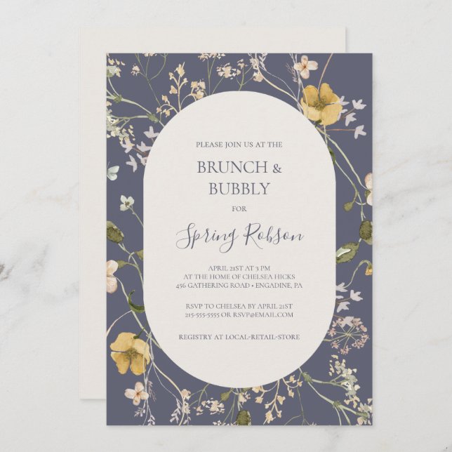 Spring Wildflower | Dusty Purple Brunch and Bubbly Invitation (Front/Back)