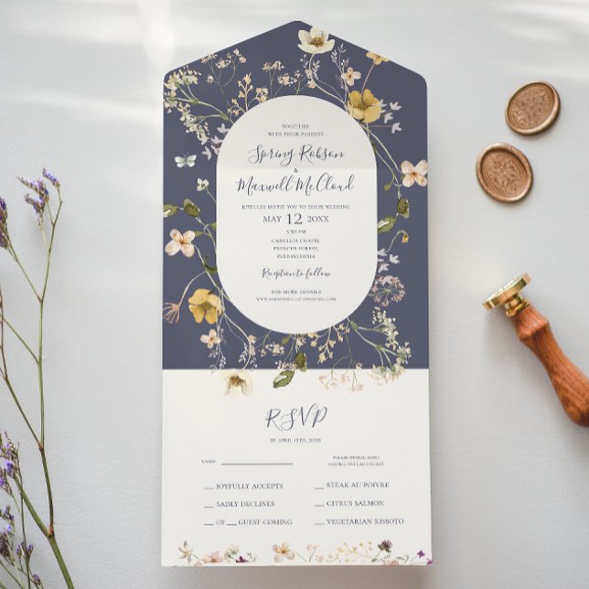Spring Wildflower | Dusty Purple Seal And Send All In One Invitation (Creator Uploaded)