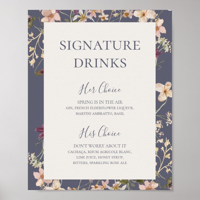 Spring Wildflower | Dusty Purple Signature Drinks Poster (Front)