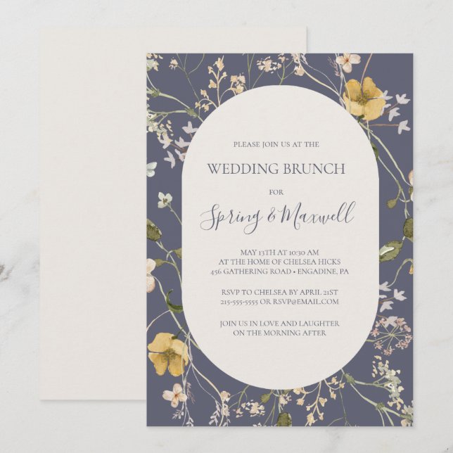 Spring Wildflower | Dusty Purple Wedding Brunch Invitation (Front/Back)