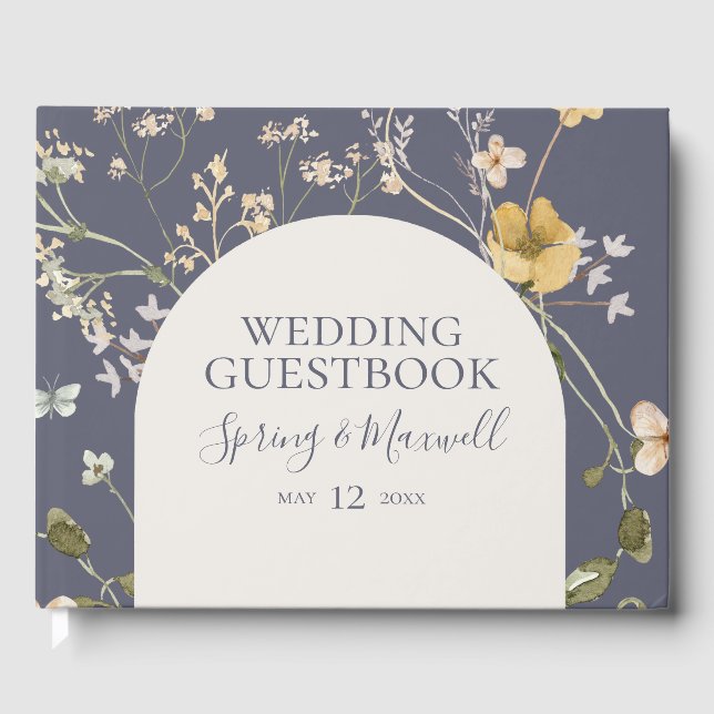 Spring Wildflower | Dusty Purple Wedding Guest Boo Guest Book (Front)