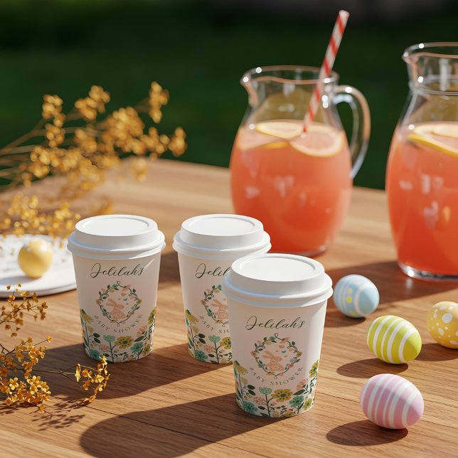 Spring Wildflower Easter Bunny Baby Shower Bow Paper Cups (Spring Wildflower Easter Bunny Baby Shower Bow Paper Cups)