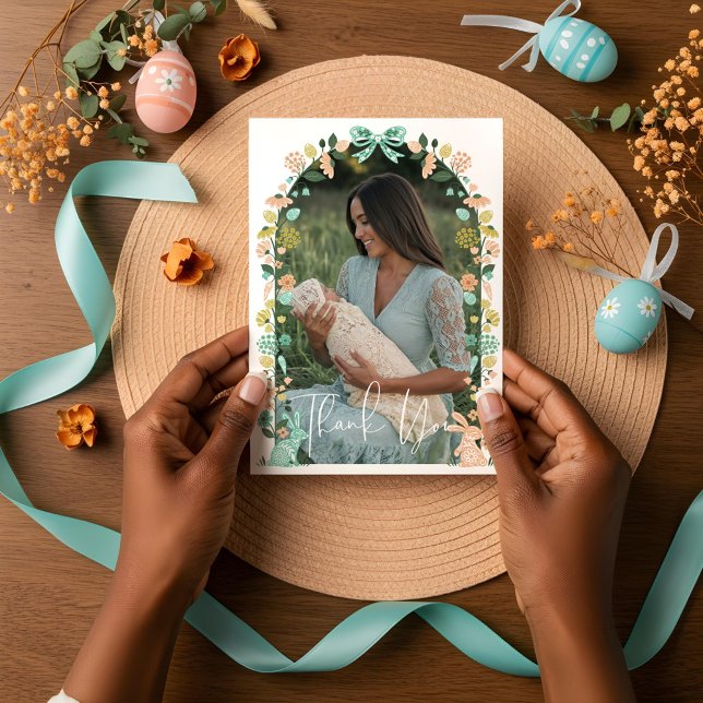 Spring Wildflower Easter Bunny Baby Shower Thank You Card (Spring Wildflower Easter Bunny Baby Shower Thank You Card)