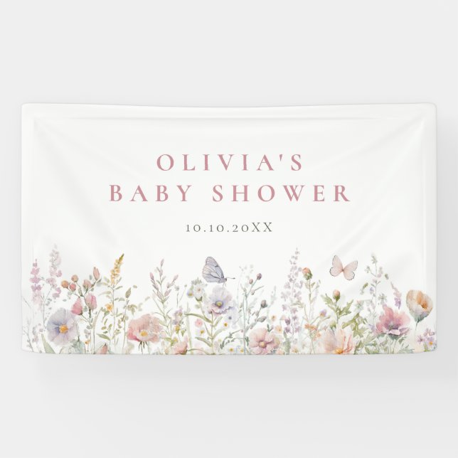 Spring Wildflower Field Baby Shower Banner (Horizontal)