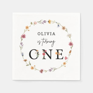 Spring Wildflower First Birthday Party Napkin
