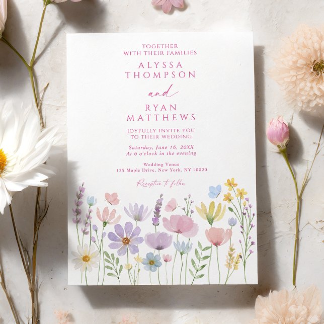 Spring Wildflower Floral Garden Wedding Invitation (Creator Uploaded)