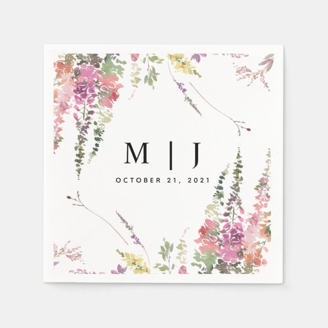 Spring Wildflower Floral Wedding Napkin (Front)