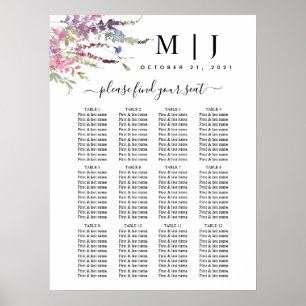 Spring Wildflower Floral Wedding Seating Chart