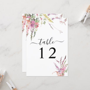 Spring Wildflower Floral Wedding Table Number Card