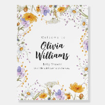 Spring wildflower floral Welcome Baby Shower