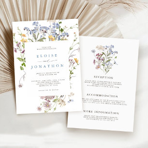 Spring Wildflower Garden All in One  Wedding   Invitation