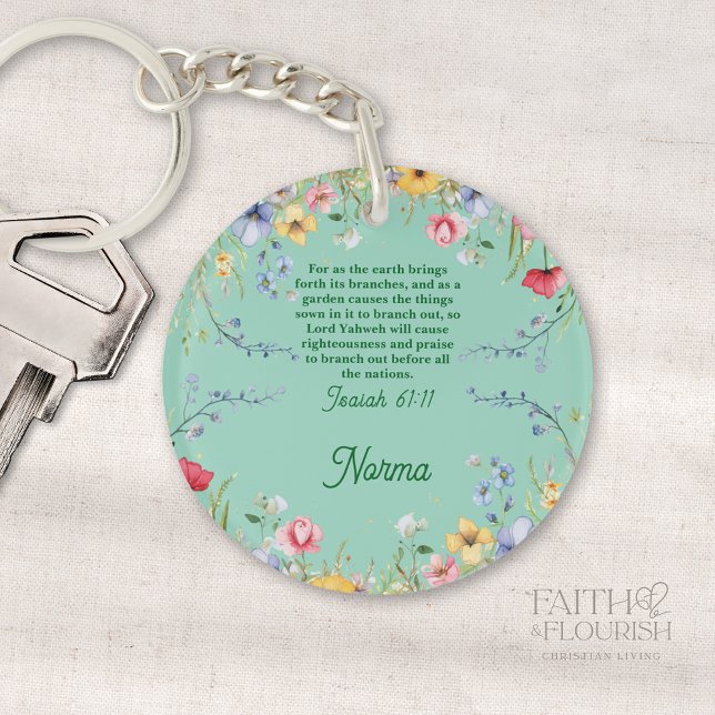 Spring Wildflower Garden Bible Verse Key Ring (Creator Uploaded)