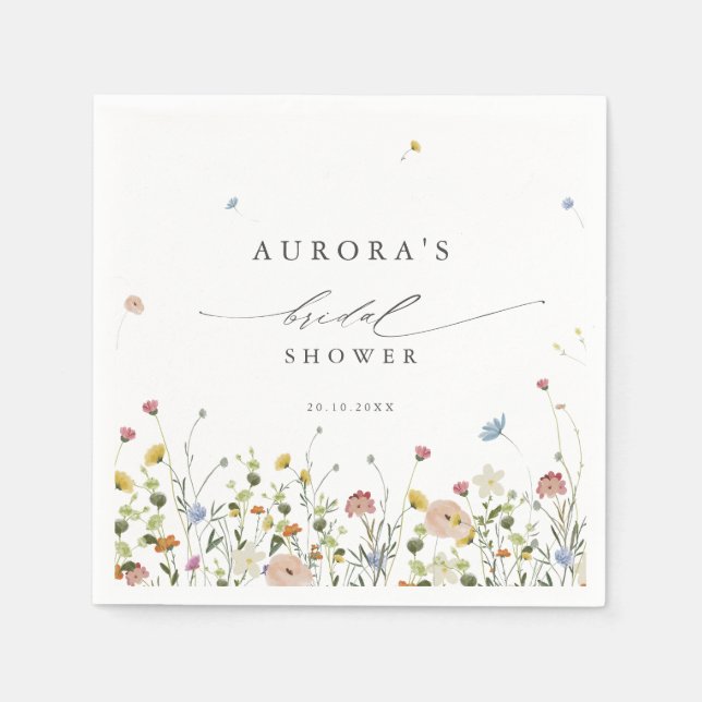 Spring Wildflower Garden Floral  Bridal shower    Napkin (Front)