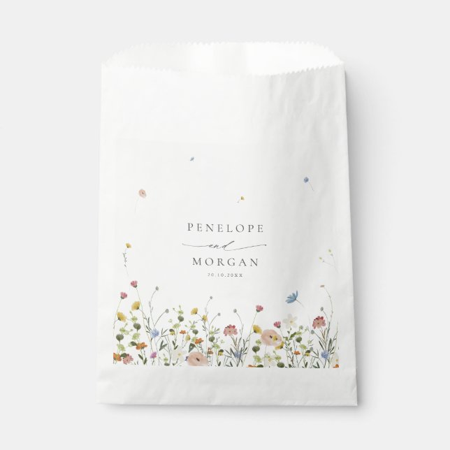 Spring Wildflower Garden Floral Minimalist Wedding Favour Bags (Front)