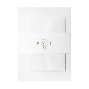 Spring Wildflower Garden Floral Minimalist Wedding Invitation Belly Band