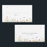Spring Wildflower Garden Floral Minimalist Wedding Place Card<br><div class="desc">Celebrate your special day with this elegant wildflower wedding place card, featuring delicate watercolor florals and modern script typography. The soft floral border, minimalist layout, and pastel colour palette make it perfect for garden weddings, outdoor ceremonies, spring or summer celebrations, and boho or rustic themes. Fully customisable with your personal...</div>