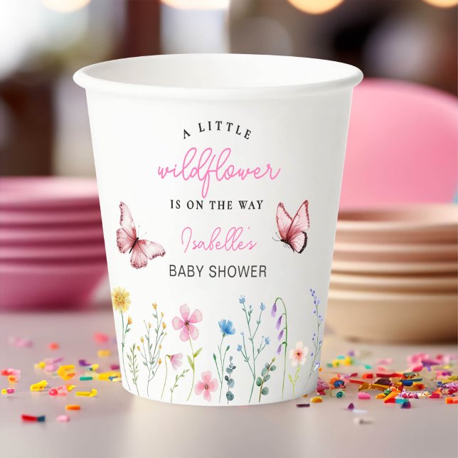 Spring Wildflower Girl Baby Shower Paper Cups (Creator Uploaded)