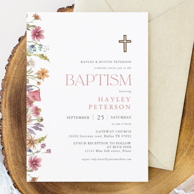 Spring Wildflower Girl Baptism Invitation (Creator Uploaded)