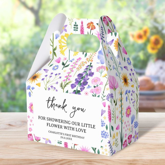 Spring Wildflower Girl's First Birthday Favour Box (Spring Wildflower Girl's First Birthday Favor Boxes)