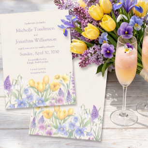 Spring Wildflower Lavender Floral Wedding Invitation