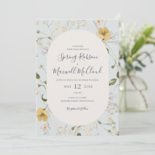 Spring Wildflower   Light Blue All In One Wedding  Invitation