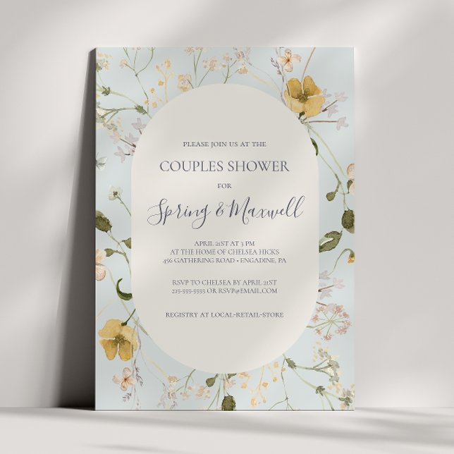Spring Wildflower | Light Blue Couples Shower Invitation (Creator Uploaded)