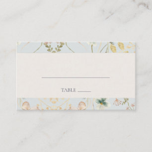 Spring Wildflower Light Blue Flat Wedding Place Card