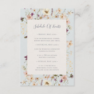 Spring Wildflower Light Blue Schedule of Events Enclosure Card