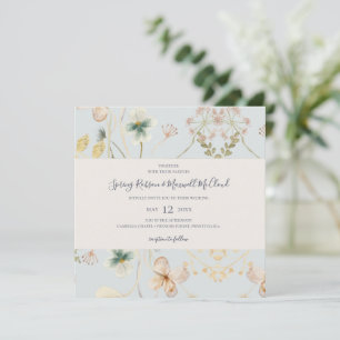 Spring Wildflower   Light Blue Square Wedding Invitation