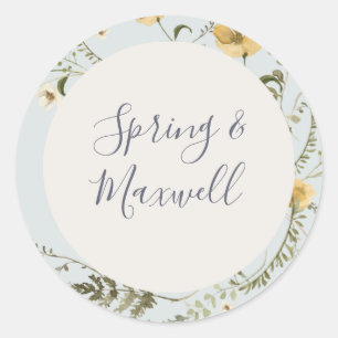 Spring Wildflower   Light Blue Wedding Classic Round Sticker