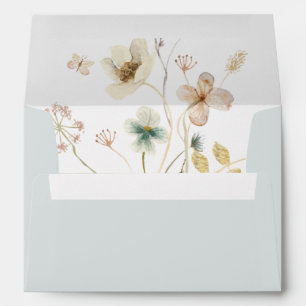 Spring Wildflower Light Blue Wedding Invitation Envelope
