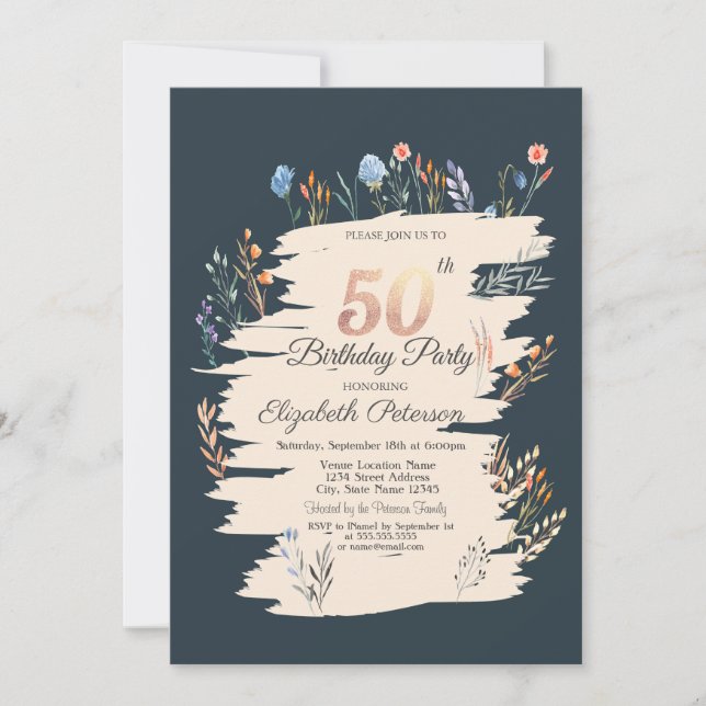 Spring Wildflower Meadow 50th Birthday  Invitation (Front)