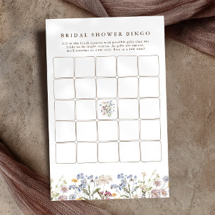 Spring Wildflower Meadow Bridal Shower Bingo