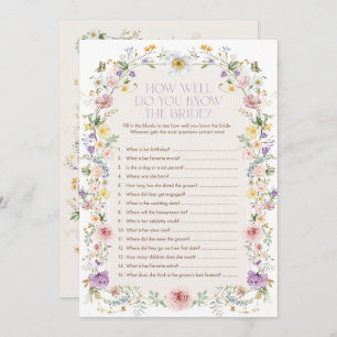 Spring Wildflower Meadow Bridal Shower Game Card