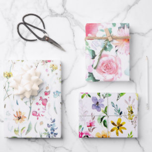 Spring Wildflower Meadow Flower Garden Greenery  Wrapping Paper Sheet