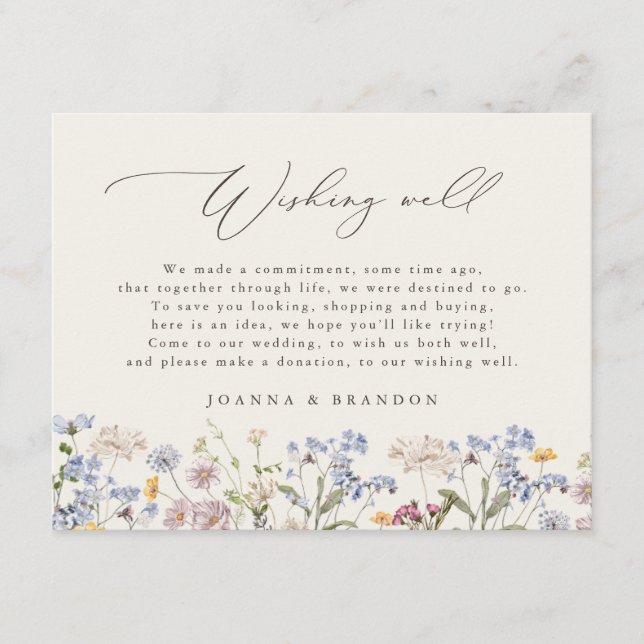 Spring Wildflower Meadow Garden boho Wishing Well Enclosure Card (Front)