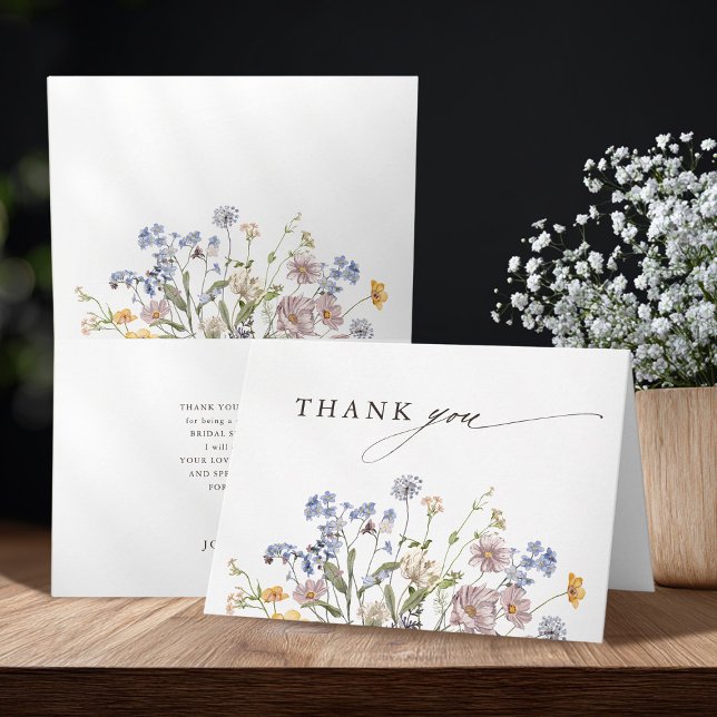 Spring Wildflower Meadow Garden Bridal Shower Thank You Card (Spring Wildflower Meadow Garden Bridal Shower Thank You Card)