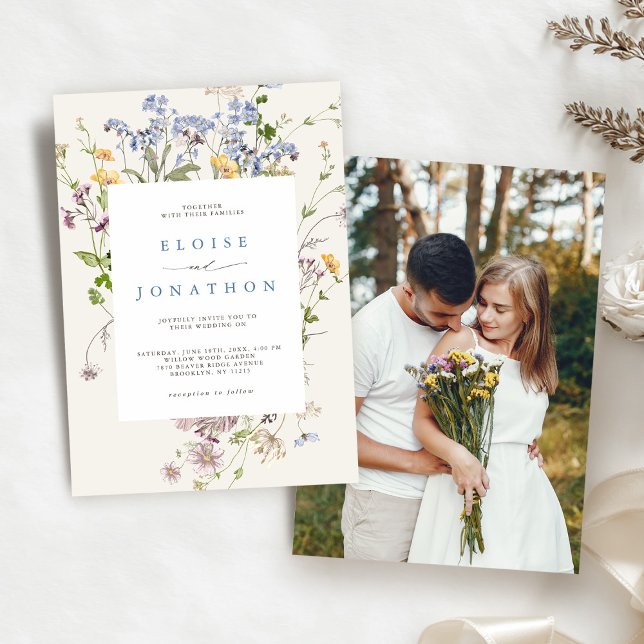 Spring Wildflower Meadow Garden Photo Wedding   Invitation (Spring Wildflower Meadow Garden Photo Wedding Invitation)