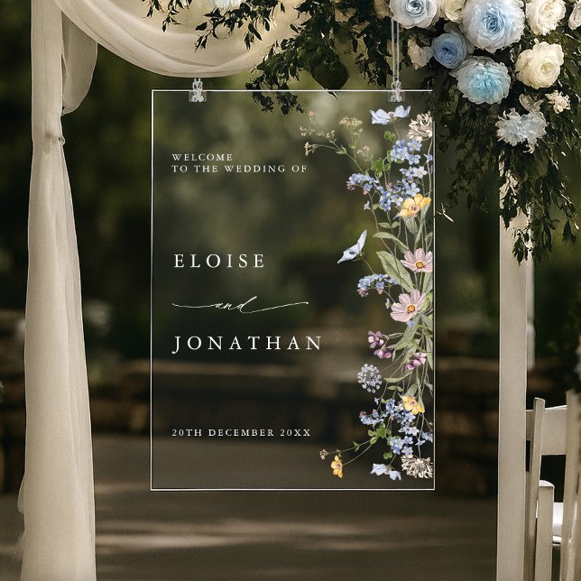 Spring Wildflower Meadow Garden Wedding Welcome Acrylic Sign (Spring Wildflower Meadow Garden Wedding Welcome Acrylic Sign)