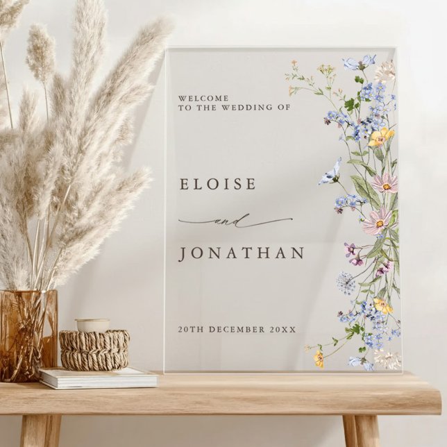 Spring Wildflower Meadow Garden Wedding Welcome Acrylic Sign (Spring Wildflower Meadow Garden Wedding Welcome Acrylic Sign)