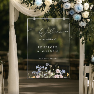 Spring Wildflower Meadow Garden Wedding Welcome Acrylic Sign