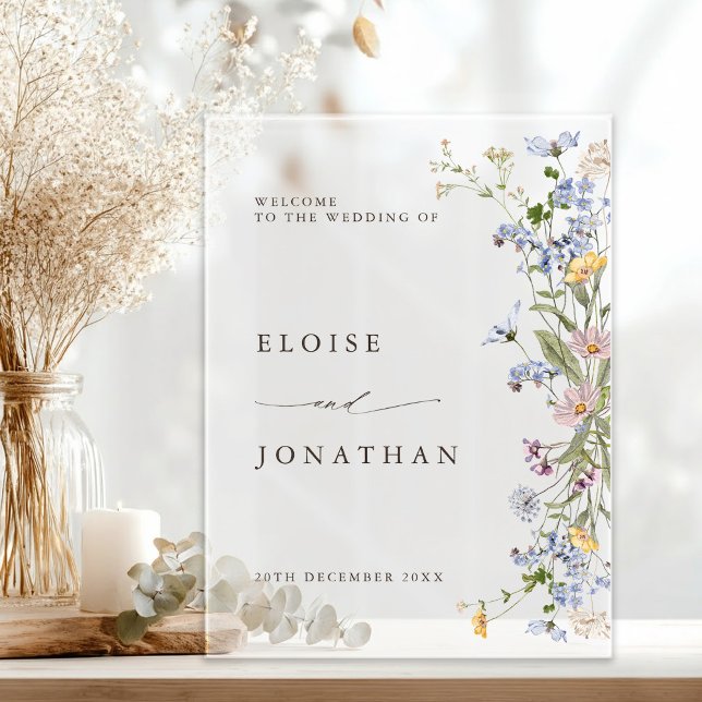 Spring Wildflower Meadow Garden Wedding Welcome Acrylic Sign (Spring Wildflower Meadow Garden Wedding Welcome Acrylic Sign)