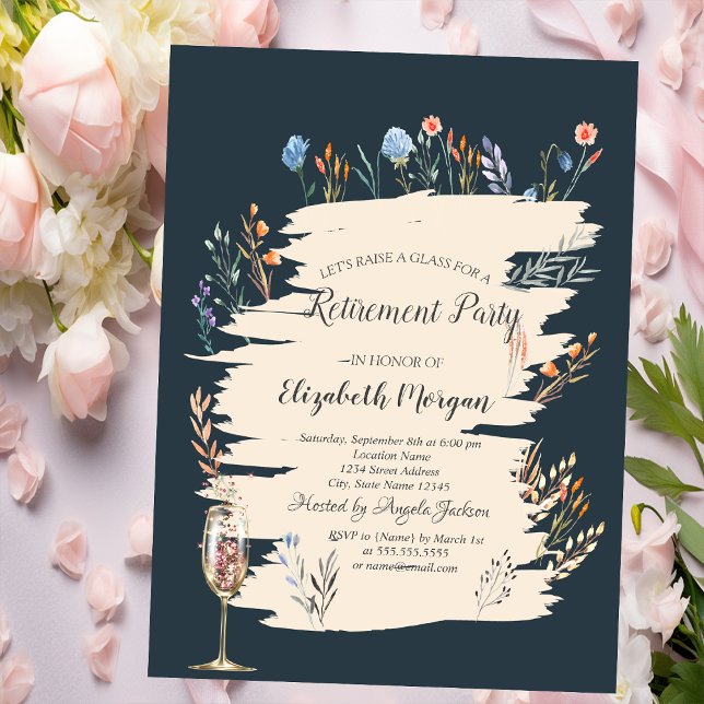 Spring Wildflower Meadow,Glass Retirement  Invitation (Creator Uploaded)