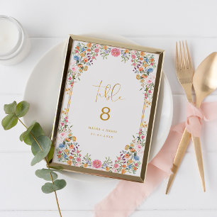 Spring Wildflower Meadow Wedding Table Number